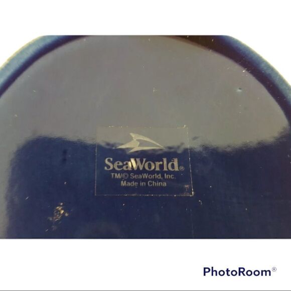 Sea World Shamu Tall Mug Stein Cobalt Blue Ceramic Sea World Emblem - Picture 5 of 6